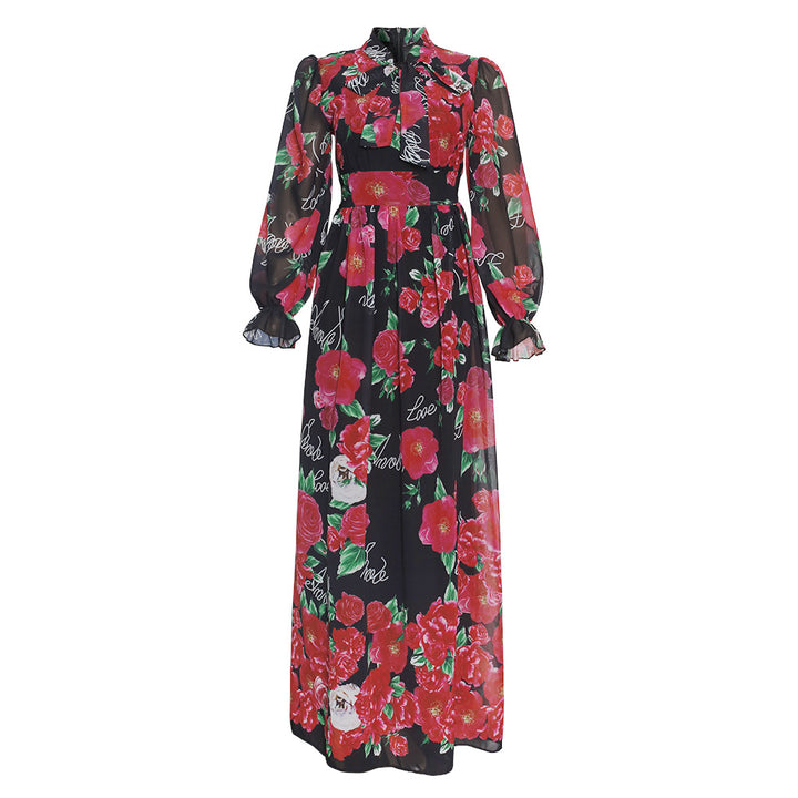 African Clothing Women's Chiffon Print Big Swing Dress Long Skirt - Trendex