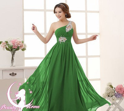 Evening dress one-shoulder dinner banquet long banquet - Trendex