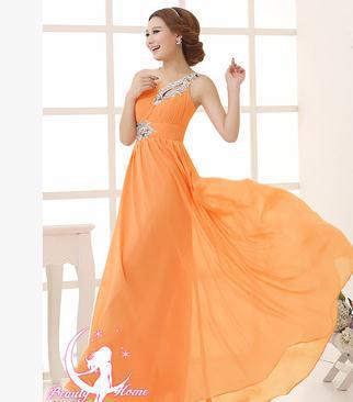 Evening dress one-shoulder dinner banquet long banquet - Trendex