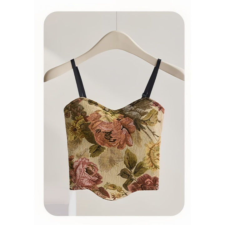 Vintage Floral Pleated Beauty Back Sling - Trendex