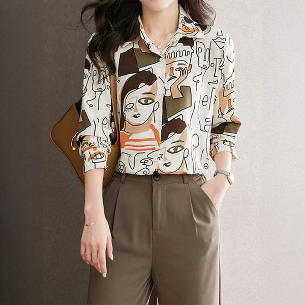 Casual Vacation Leopard Print Button Long Sleeve Shirt Women's Clothing - Trendex