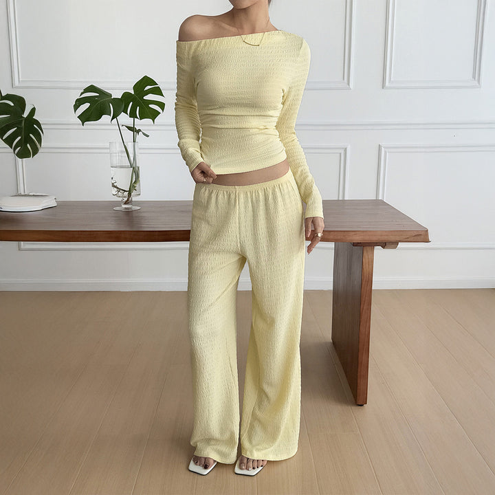 Women's Long Sleeve Vest Pants Two-piece Suit - Trendex