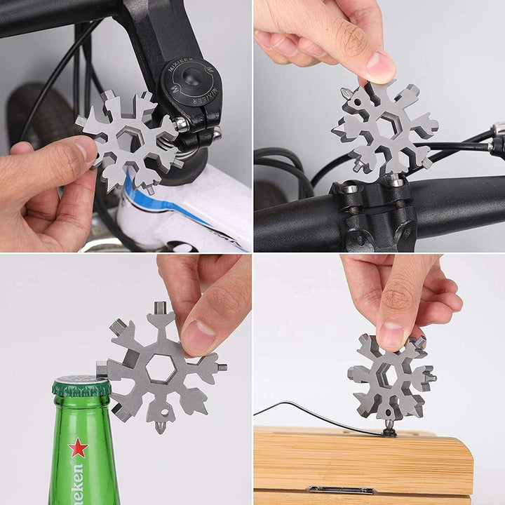 1787 Snowflake Multi-tool Stainless Steel Snowflake Bottle Opener - Trendex