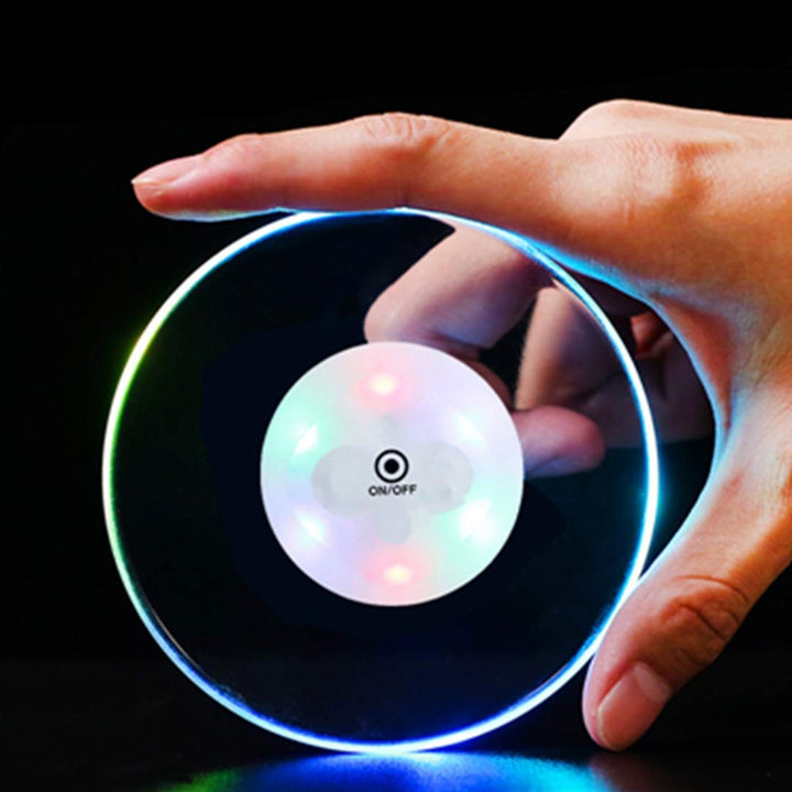 Colorful Led Cocktail Coaster Round Ultra-thin Led Drink Coaster (1 Pc) - Trendex