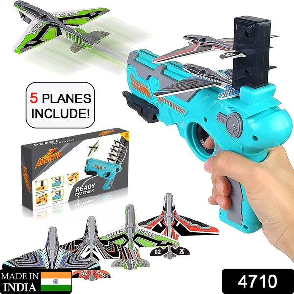 4710 Airplane Launcher Gun Toy With Foam Glider Planes Outdoor Games For Children Best Aeroplane Toys For Kids Air Battle Gun Toys  ( 5 Plane Include ) - Trendex