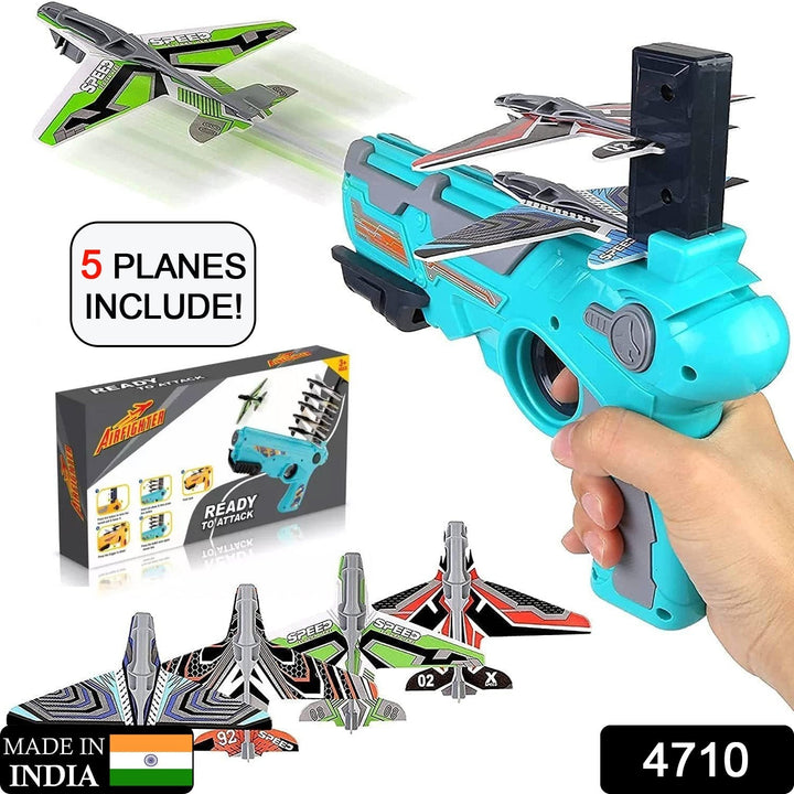 4710 Airplane Launcher Gun Toy With Foam Glider Planes Outdoor Games For Children Best Aeroplane Toys For Kids Air Battle Gun Toys  ( 5 Plane Include ) - Trendex