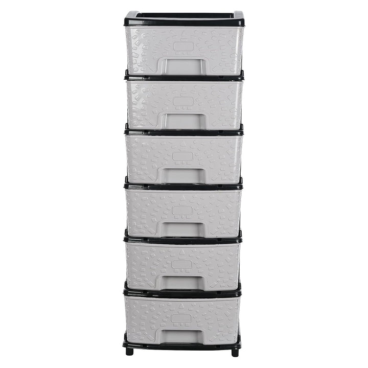 6-layer Heavy-duty Plastic Drawer Organizer Cabinet With Stone Texture Drawers - Trendex