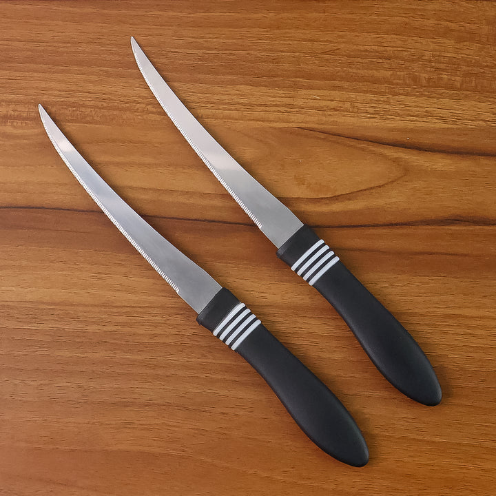 Premium Curved Serrated Stainless Steel Kitchen Knife Set (Mix Color  2 Pc) - Trendex
