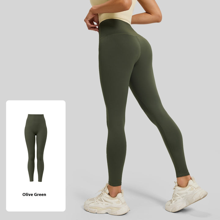 No Embarrassment Line Peach Hip Raise Yoga High Waist Belly Contracting Exercise Nude Feel Leggings - Trendex