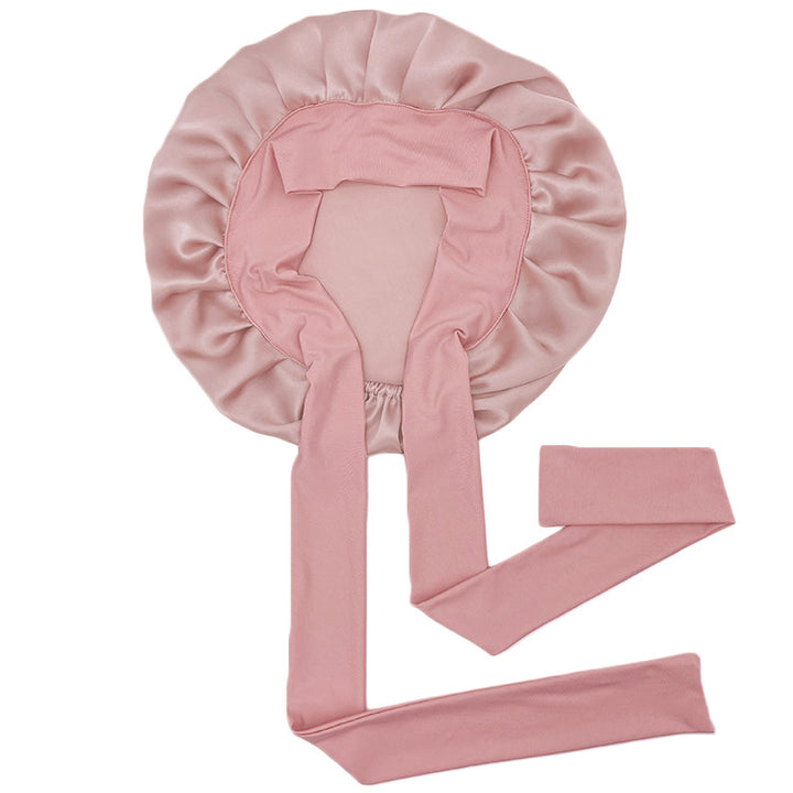 Simple Wide Ribbon Adjustable Silk Nightcap - Trendex