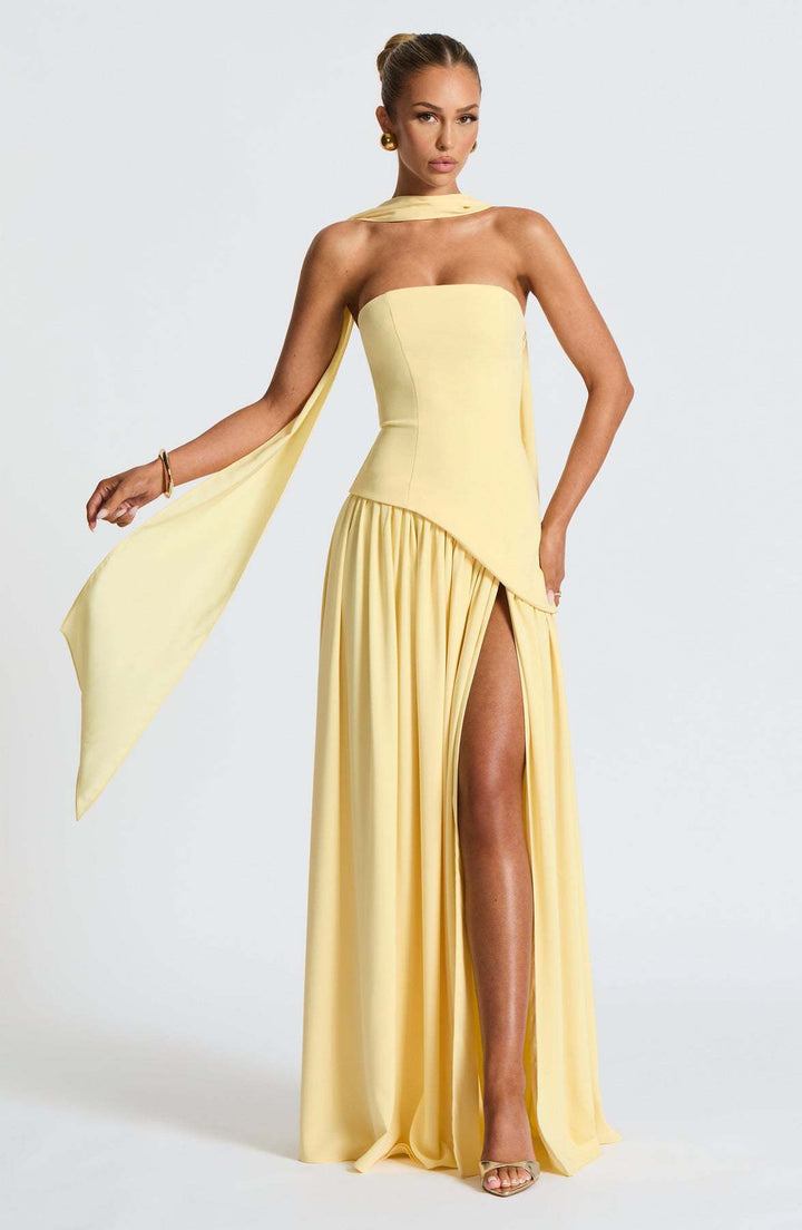 Fashion Sexy Backless Tube Top Pure Color Split Dress - Trendex