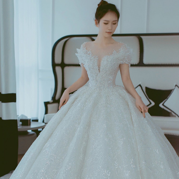 Off Shoulder French Main Wedding Dress - Trendex