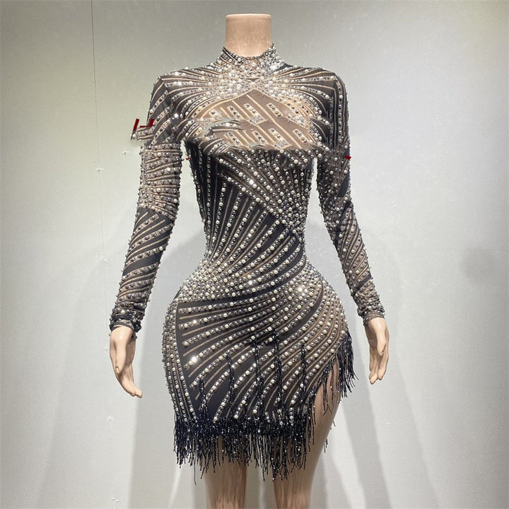 Tassel Dress Birthday Party Long Sleeve Ironing Transparent - Trendex