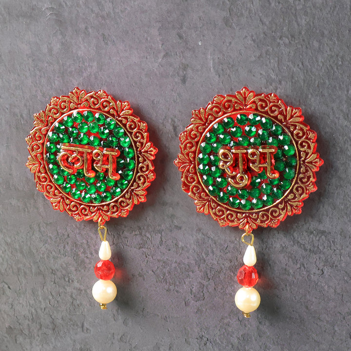 Shubh Labh Beaded Decorative Door Hanging (2 Pc) - Trendex