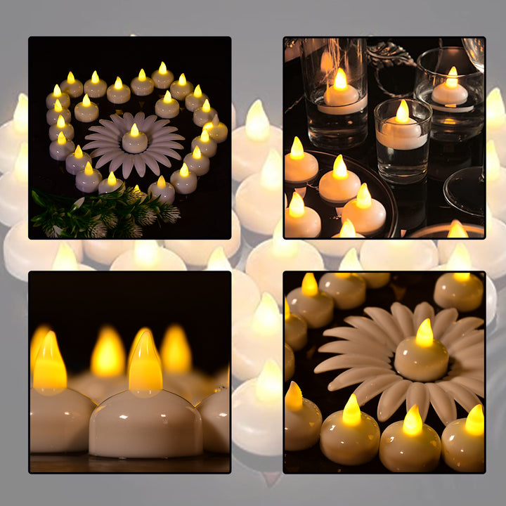 6432 Set Of 12 Flameless Floating Candles Battery Operated Tea Lights Tealight Candle - Decorative Wedding. - Trendex