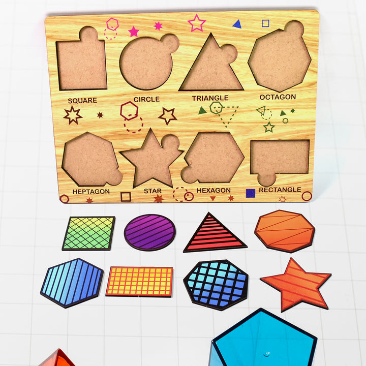 Wooden Triangles Puzzle Learning Educational Board (1 Set  2820 Cm) - Trendex