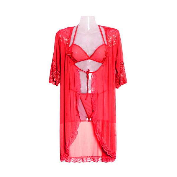 Three-point lace robe - Trendex