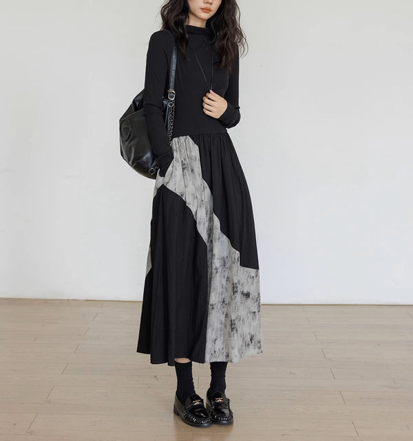 Cold Wind Black Irregular Inner Dress - Trendex