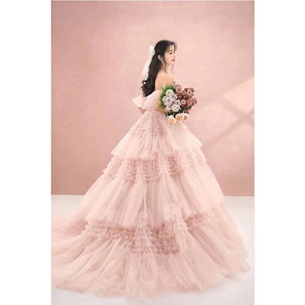 Street Photography Pettiskirt Colored Mesh Temperament Banquet Light Wedding Dress - Trendex