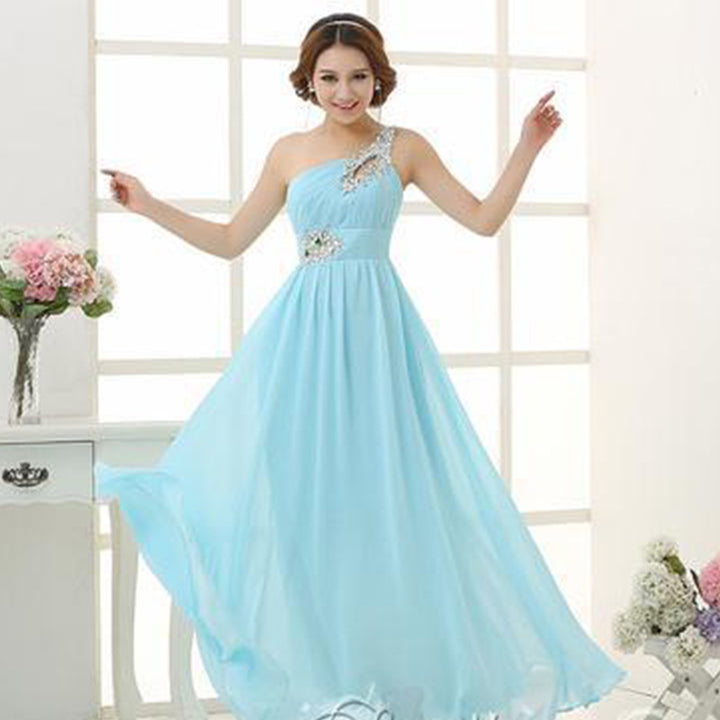 Evening dress one-shoulder dinner banquet long banquet - Trendex