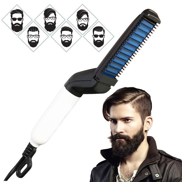 348 Mens Beard And Hair Curling Straightener (Modelling Comb) - Trendex