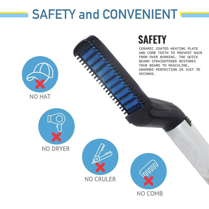 348 Mens Beard And Hair Curling Straightener (Modelling Comb) - Trendex