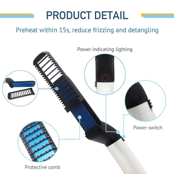 348 Mens Beard And Hair Curling Straightener (Modelling Comb) - Trendex