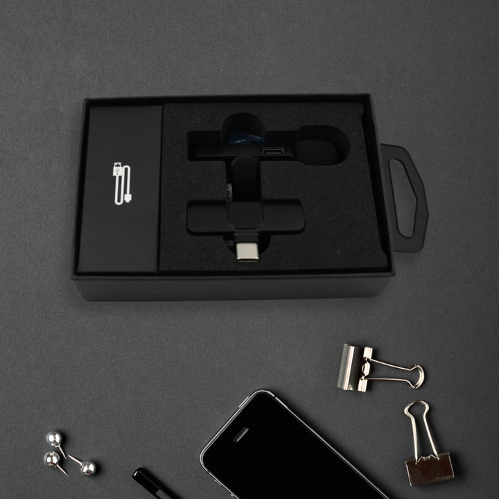 12639 Intelligent Noise Cancelling Live Streaming Clip On Microphone For Type-c  For Iphone With Charging Mini Wireless Lapel Collar Microphone - Trendex