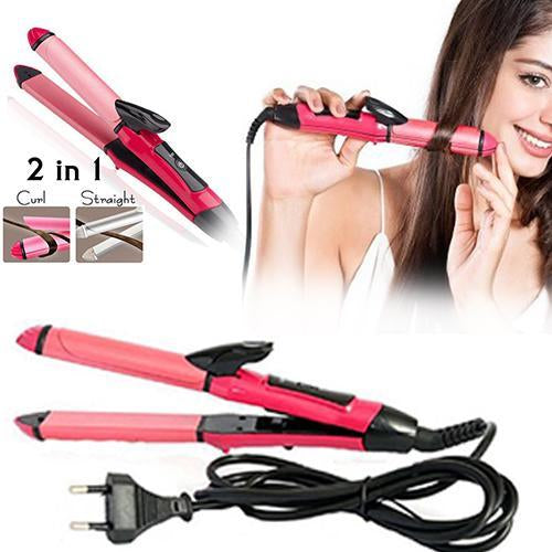 385 2 In 1 Hair Straightener And Curler Machine For Women  Curl  Straight Hair Iron - Trendex