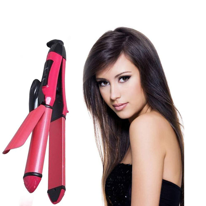 385 2 In 1 Hair Straightener And Curler Machine For Women  Curl  Straight Hair Iron - Trendex