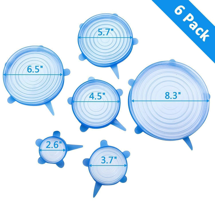 2154 Silicone Stretch Lids Reuseable Microwave Safe Flexible Covers (Set Of 6) (Loose Pack) - Trendex