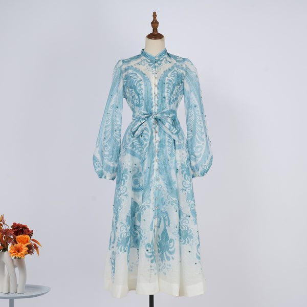 Seaside Vacation Summer Round Neck Slim Fit Dress - Trendex