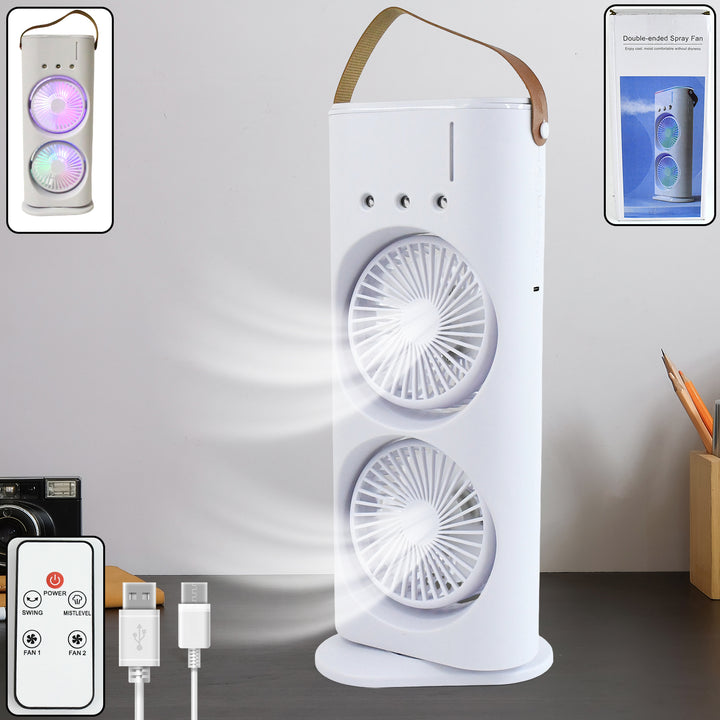 Electric Fan Desktop Double-head Powerful Air Cooler (1 Pc  With Remote) - Trendex