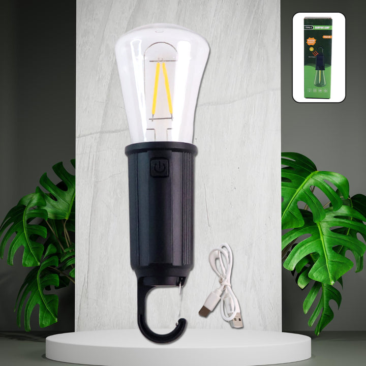 Solar  Usb Rechargeable Led Hanging Camping Bulb Lantern Light (1 Pc) - Trendex