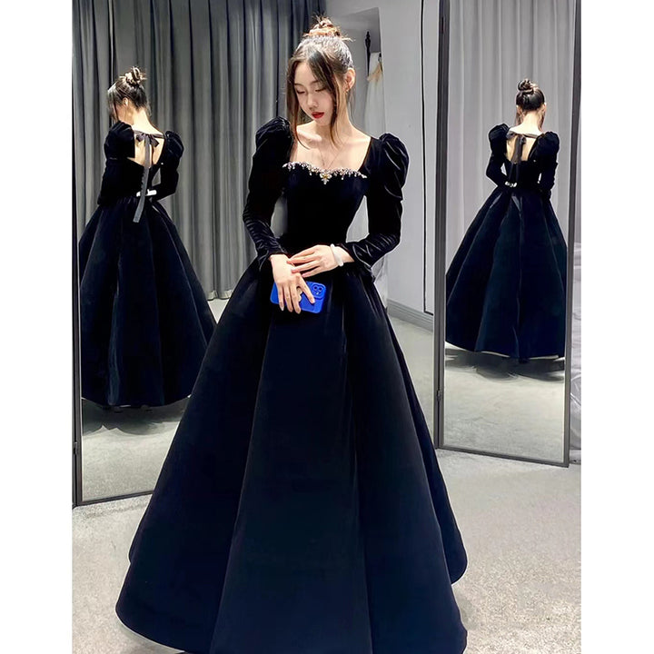 Atmospheric Red Long-sleeved Senior Evening Dress Woman - Trendex