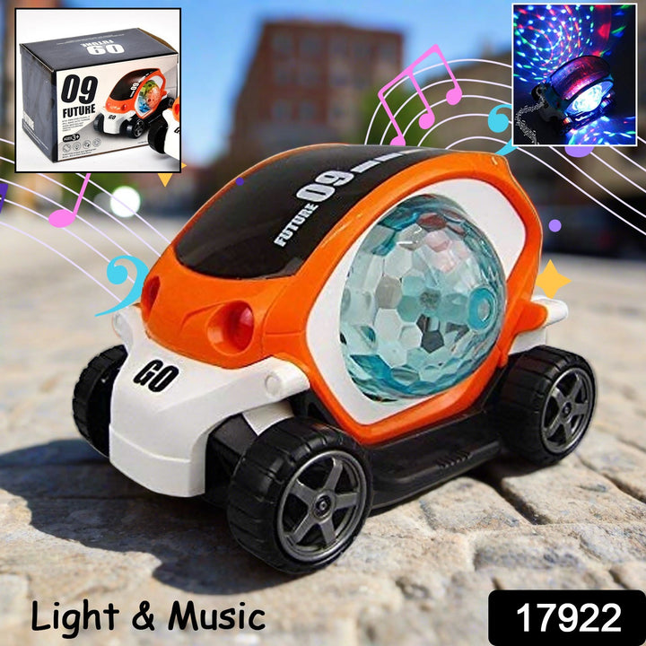 17922 Plastic 360 Degree Rotating Stunt Car Toy For Kids - Bump And Go Action With 4d Lights And Music Plastic Mini Car With Disco Ball (1 Pc  Battery Not Included) - Trendex