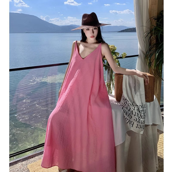 Dopamine Sweet Pine Idle Style Beach Dress For Women - Trendex