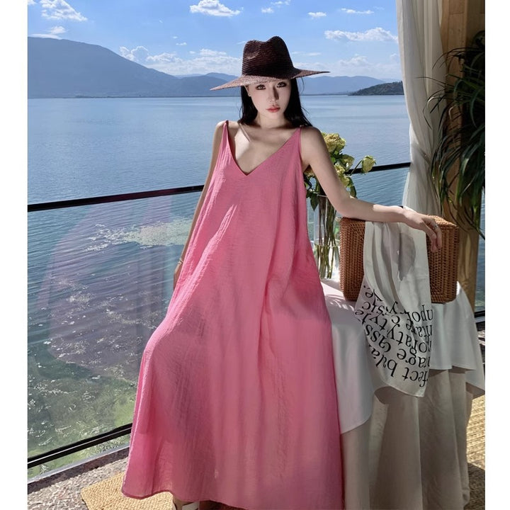 Dopamine Sweet Pine Idle Style Beach Dress For Women - Trendex