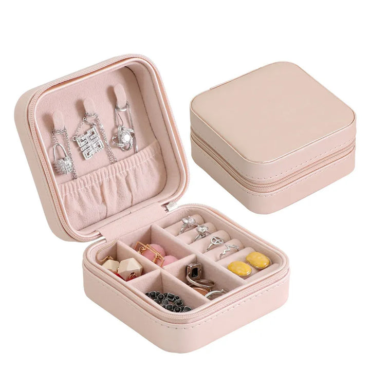 8782 Jewellery Box For Women Mini Portable Jewelry Box Organiserpu Leather Jewlerrying Display Holder Small Travel Jewellery Box For Girls Women Mother Daughte Travel Ring Pendant Earring Necklace Storage Case - Trendex