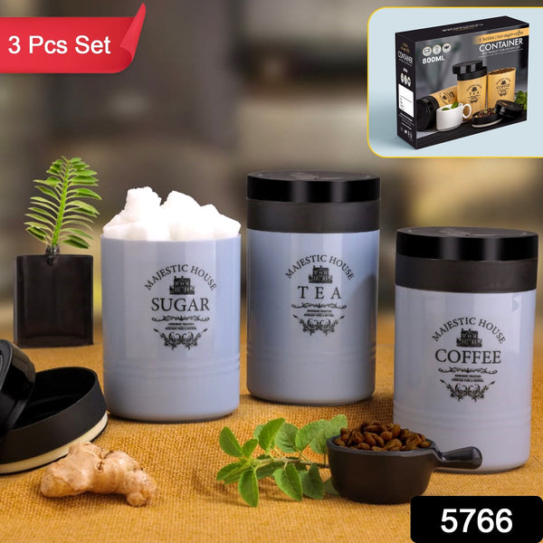 5766 Accurate Seal Tea Sugar Coffee Container - 3 Pcs Plastic Damru Shaped Tea Coffee Sugar Canisters Jar New Airtight Food Seal Containers For Salt Dry Fruit Grocery Multicolor (3 Pcs Set) - Trendex