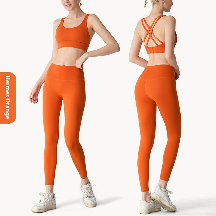 Cross Beauty Back Exercise Bra Peach Hip High Waist Yoga Clothes For Women - Trendex