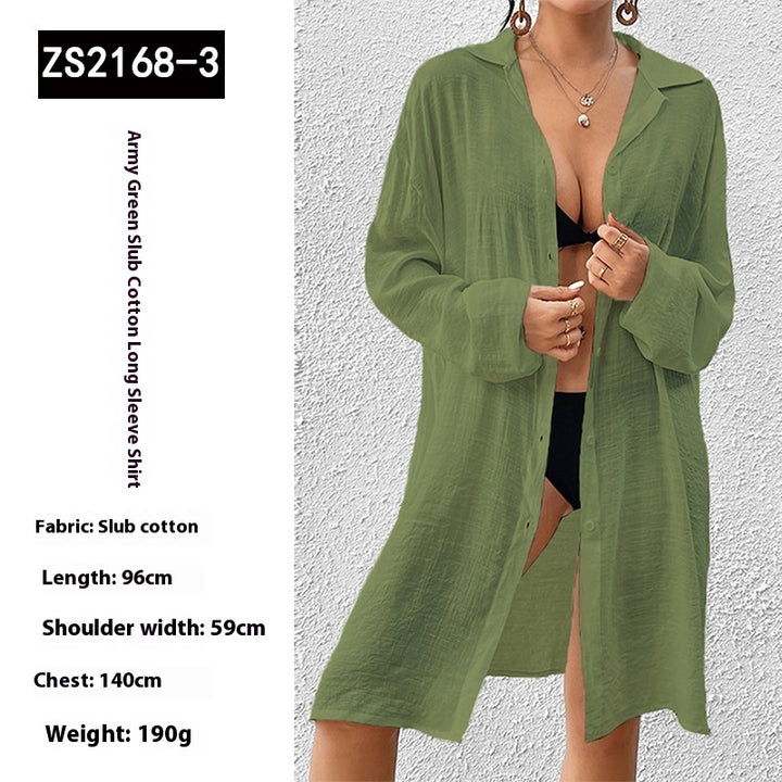 Tencel Slub Cotton Long-sleeved Shirt For Women - Trendex