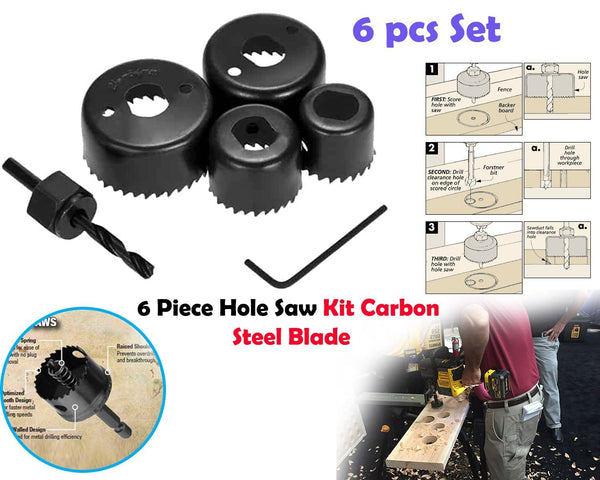 433 Hole Saw Set Drill Bit Set 32mm38mm44mm54mm (6 Pcs) - Trendex