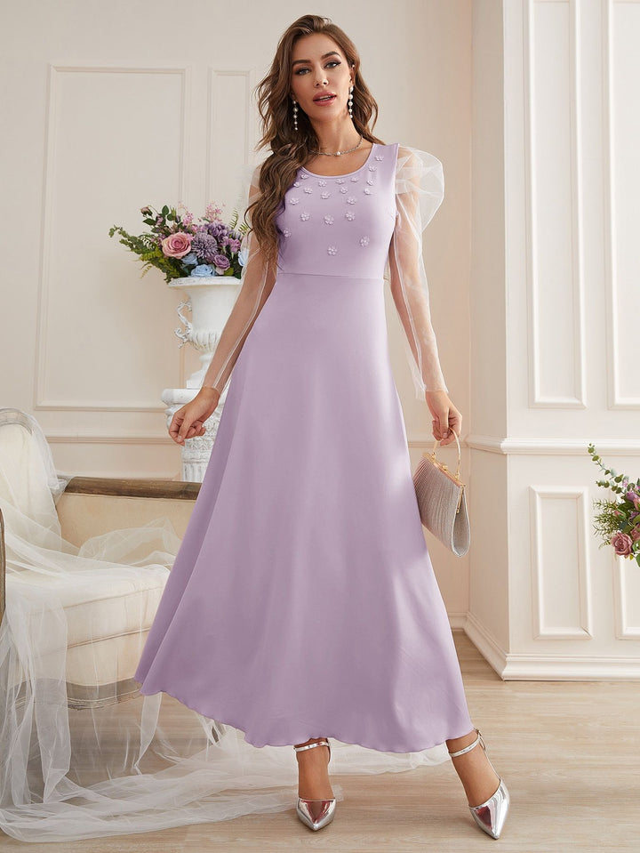 Fashion Elegant Mesh Sleeves Women's Dress - Trendex