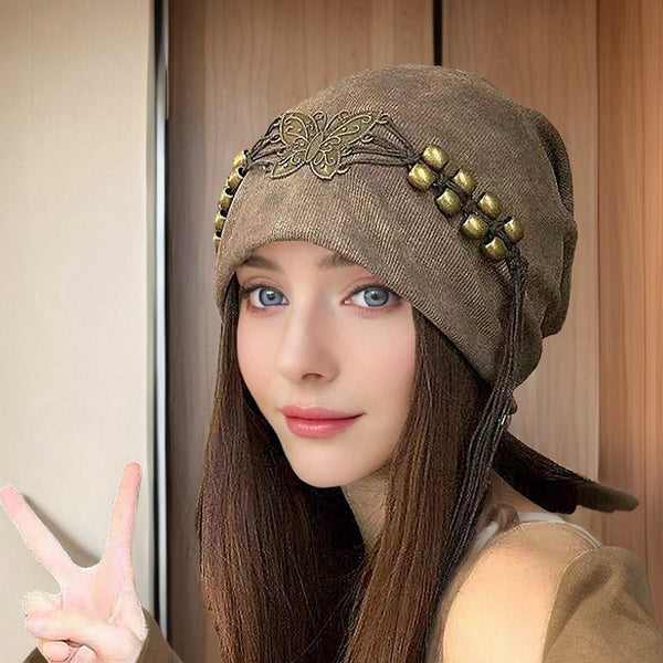 Hat Tie-dyed Tassel Beaded Beanie Hat - Trendex