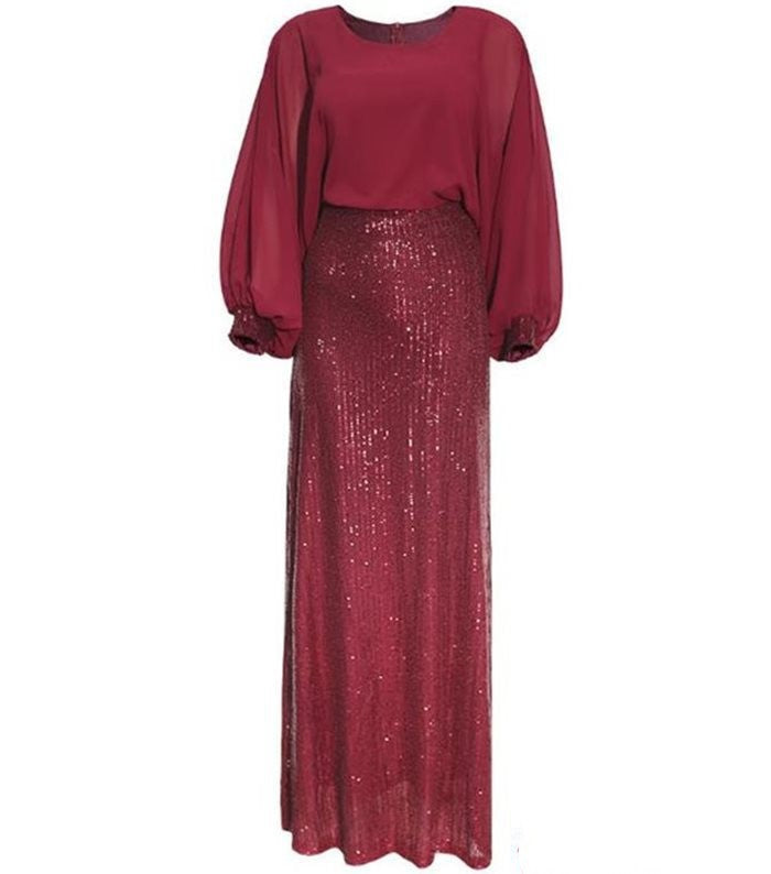 African Women's Beads Chiffon Party Evening Dress Big Size - Trendex