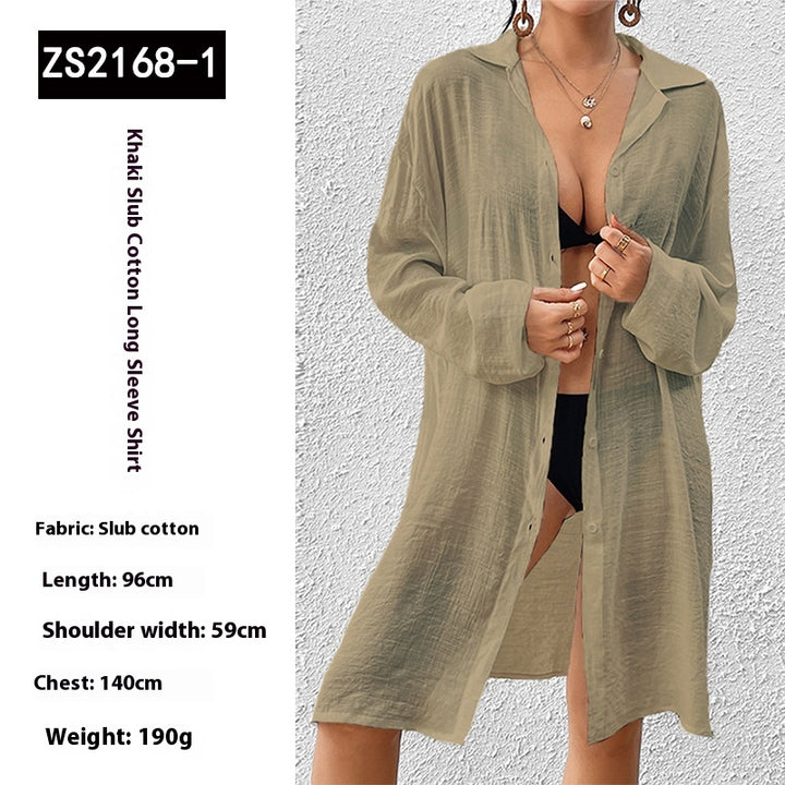 Tencel Slub Cotton Long-sleeved Shirt For Women - Trendex