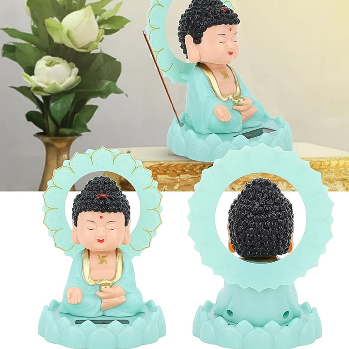 Plastic Solar Powered Moving Head Sitting Action Buddha Statue (1 Pc) - Trendex
