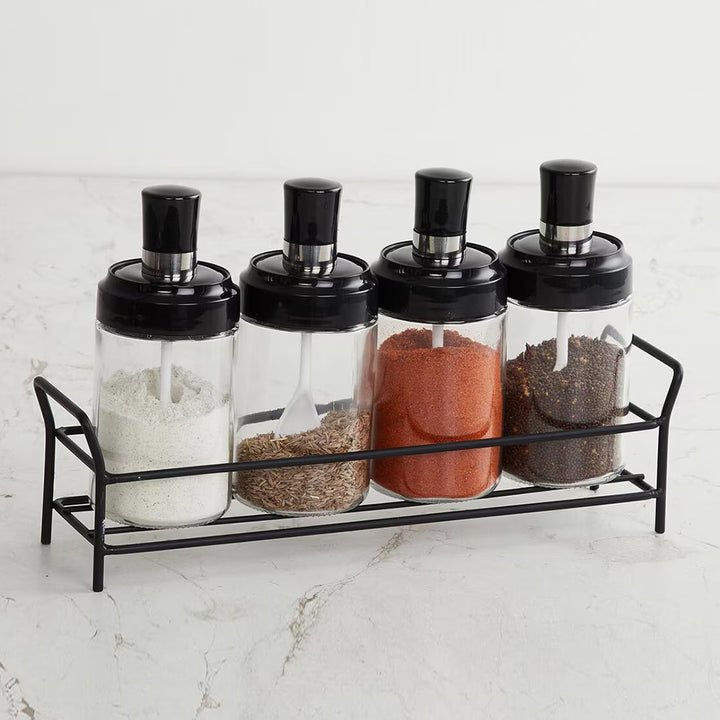 10011 Transparent Glassoil Dispenser 500 Ml Bottle Set Of 2 Spice Jar 250 Ml Set Of 3 Oil Bottle For Kitchen Oil  Vinegar Storage Glass Bottle Glass Container For Spice Masala (5 Pcs Set) - Trendex