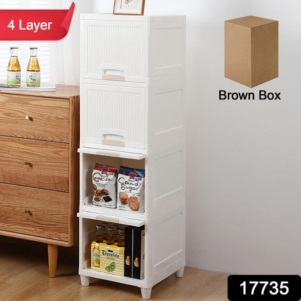 Multipurpose Storage Cabinet Storage Solutions Plastic Drawers  Multi Layer Wardrobe Storage Drawers  Foldable Multipurpose Drawer Units For Kitchen Bathroom Bedroom Cloth (4 Layer) - Trendex